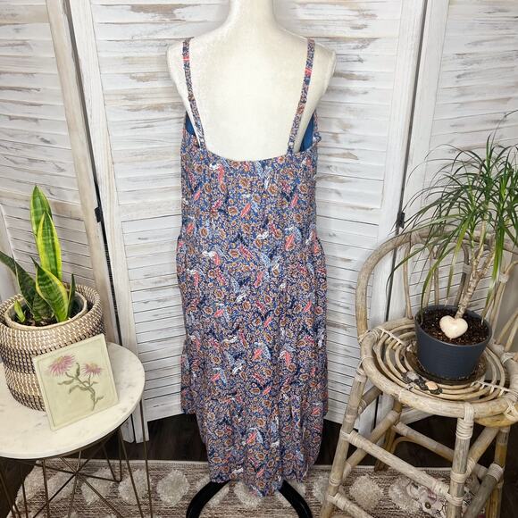 KNOX ROSE Women's L Off The Coast Tiered Midi Peasant Dress NWT Multi Floral - Picture 14 of 16